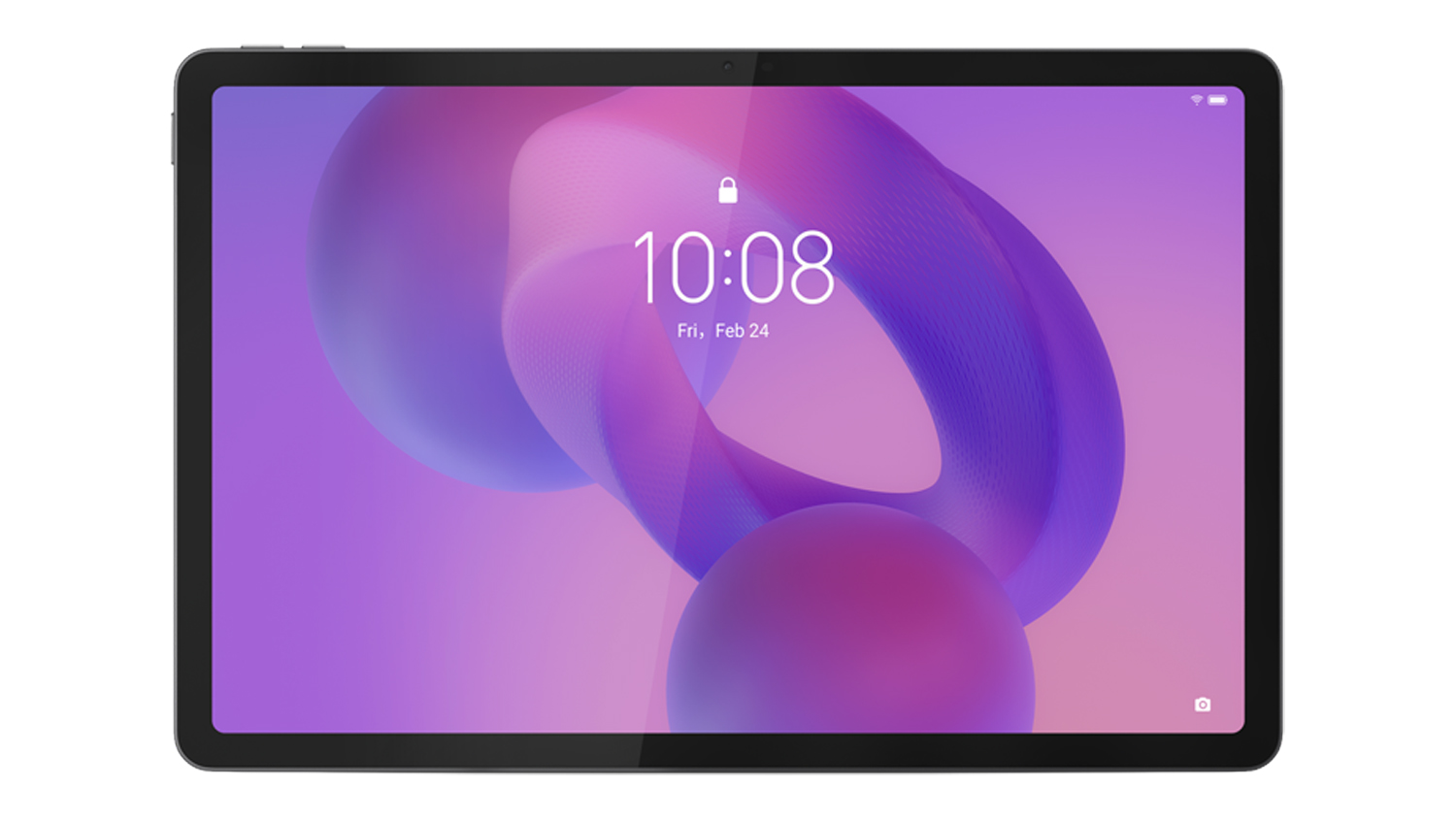 Front view of the Lenovo tablet in Luna Grey colour
