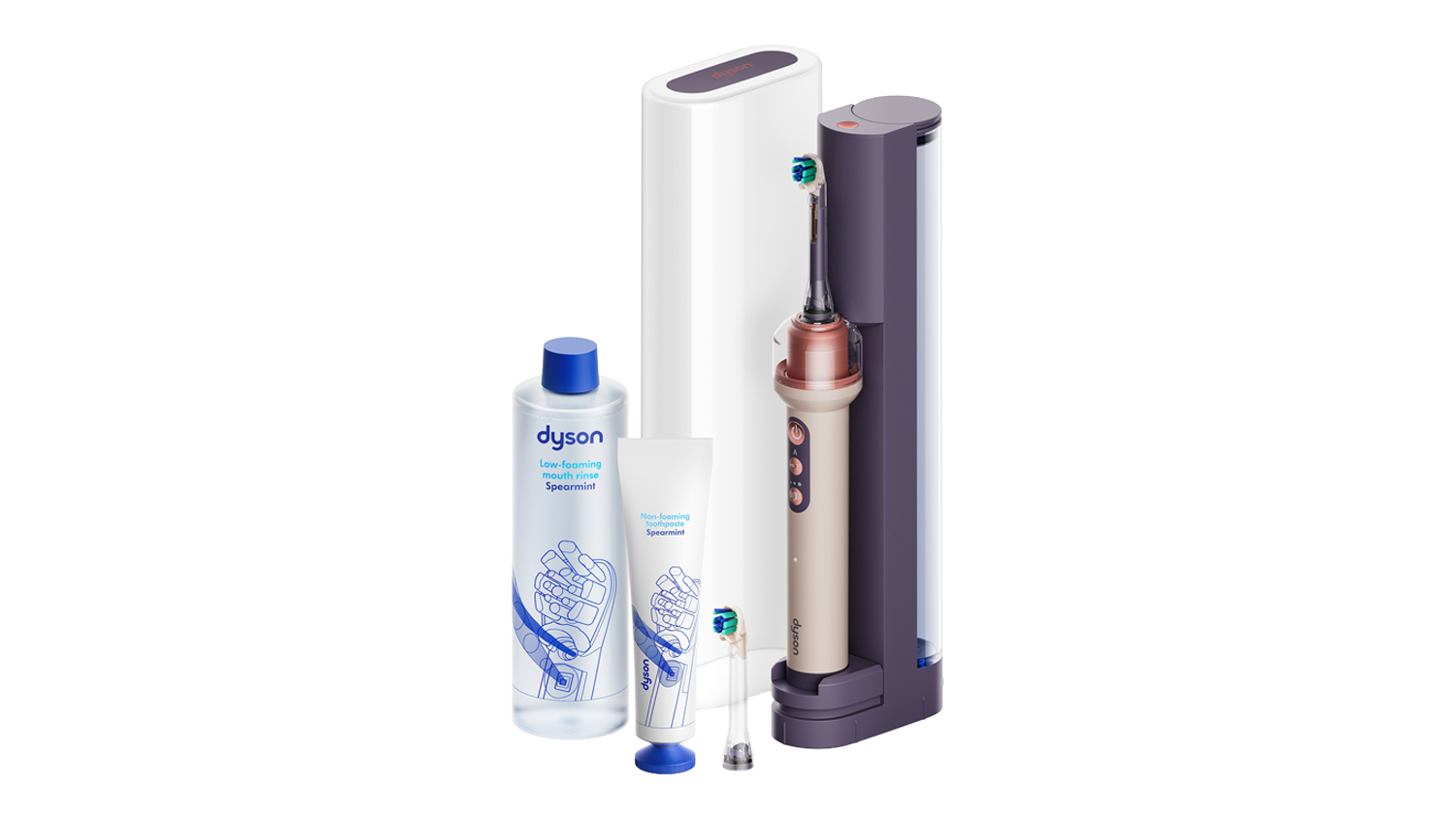 Image of the Dyson CameraJet Electric Toothbrush in Ceramic Pink with Flosser & Starter Kit