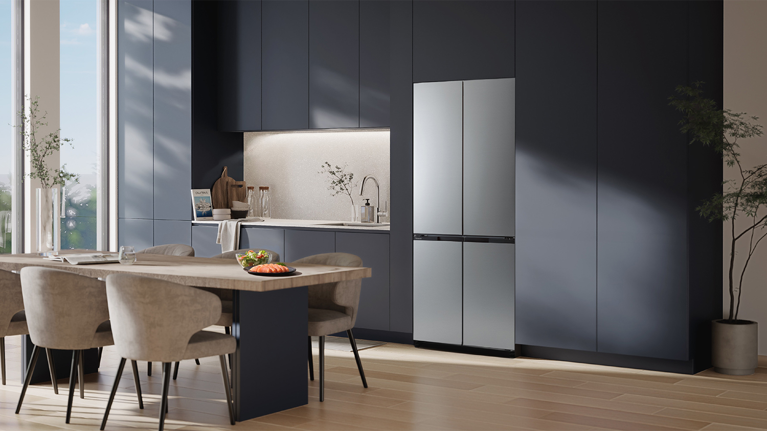 Panasonic XZ Series 445L Quad Door Fridge Freezer - Silver (NR-XZ520CWSA/STYLE+ Edition)