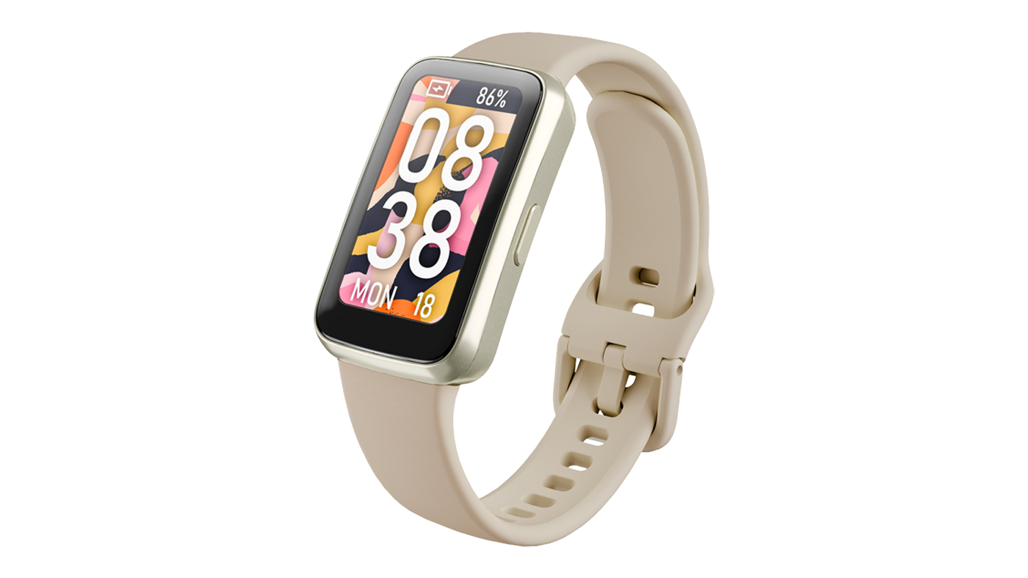 Ryze Elevate (Gen 2) SmartWatch with a cream case and cream band shown at an angle