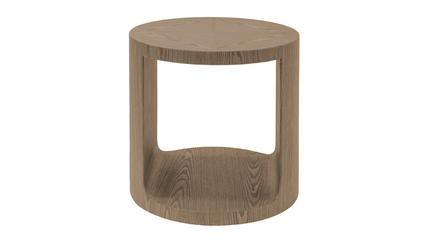 Zaida Bedside Table with a rounded open-frame design and natural wood-grain finish