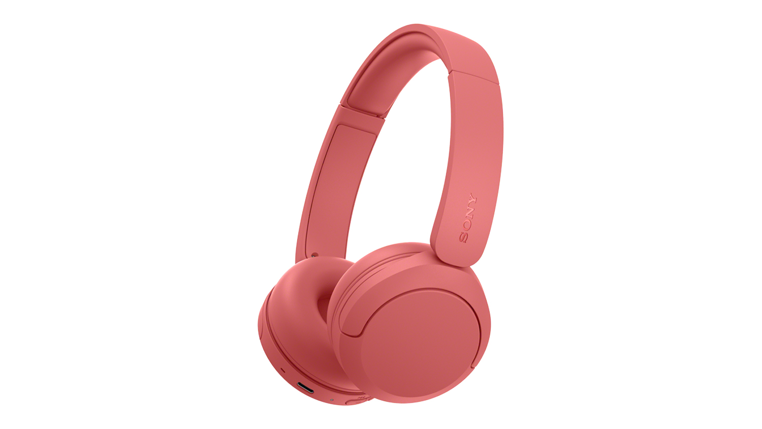 Sony WH-CH530 Wireless On-Ear Headphones in a vibrant coral colour
