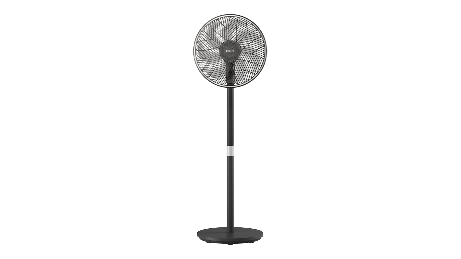 Front view of the Philips 3000 Series 125cm Pedestal Fan with app connectivity, circular base, and mesh grille