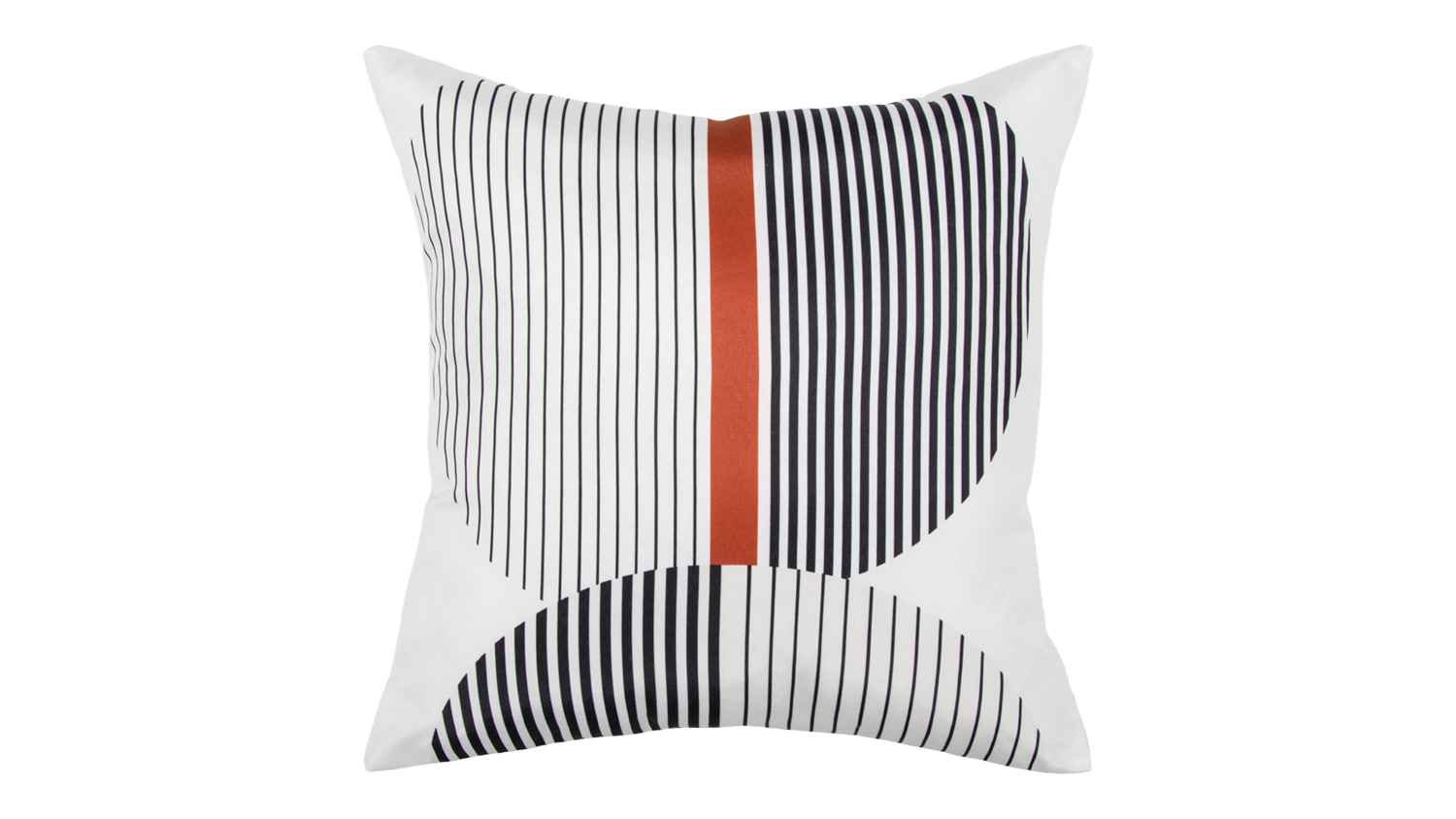 Sevilla Outdoor Cushion in Terracotta with a white, black-striped, modern geometric design