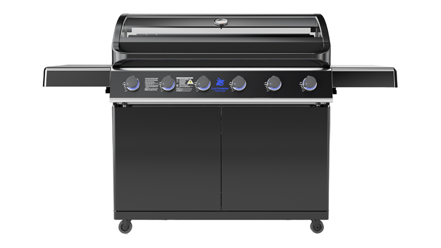 A view of the Beefmaster Premium 6-Burner Gas BBQ in black
