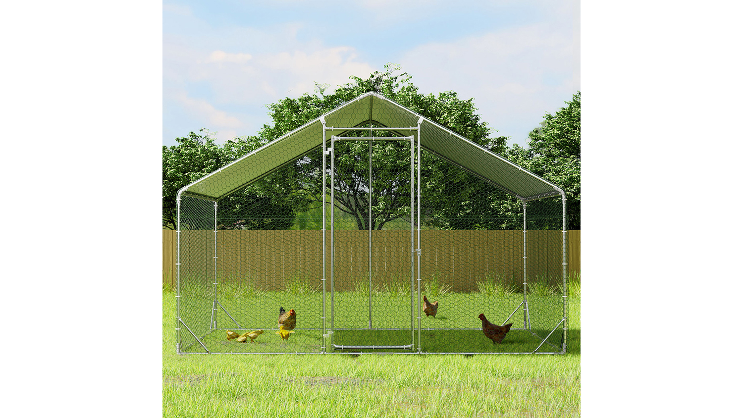 PaWz Metal Mesh Poultry Coop with Roof 3 x 2 x 1.94m