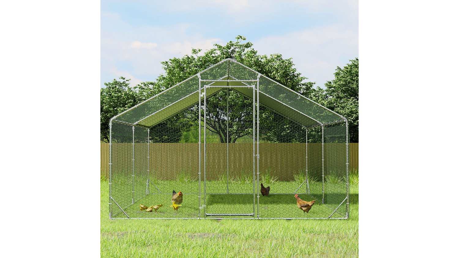 PaWz Metal Mesh Poultry Coop with Roof 4 x 3 x 1.94m