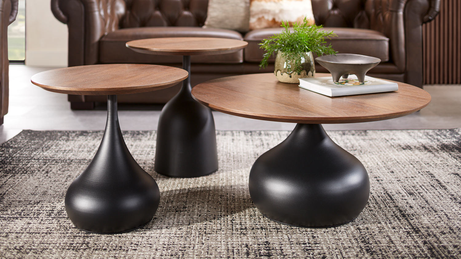 Lifestyle view of the A view of the Comus Coffee Table Collection