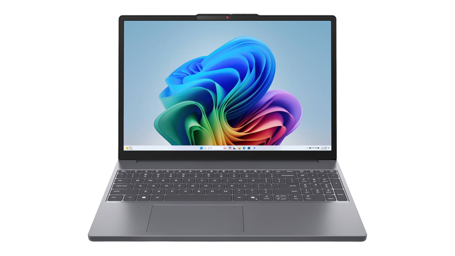 Front view of the Lenovo IdeaPad Slim 3 (11th Gen) 15.3-inch laptop in Luna Grey