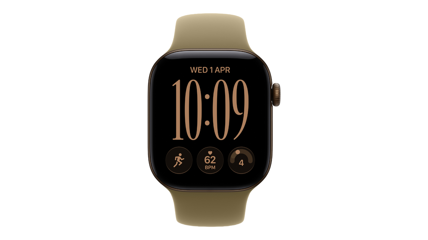 Apple Watch Series 12 - Dark Bronze Aluminium Case with Olive Sport Band (42mm, GPS+Cellular, Bluetooth, Small/Medium Band)