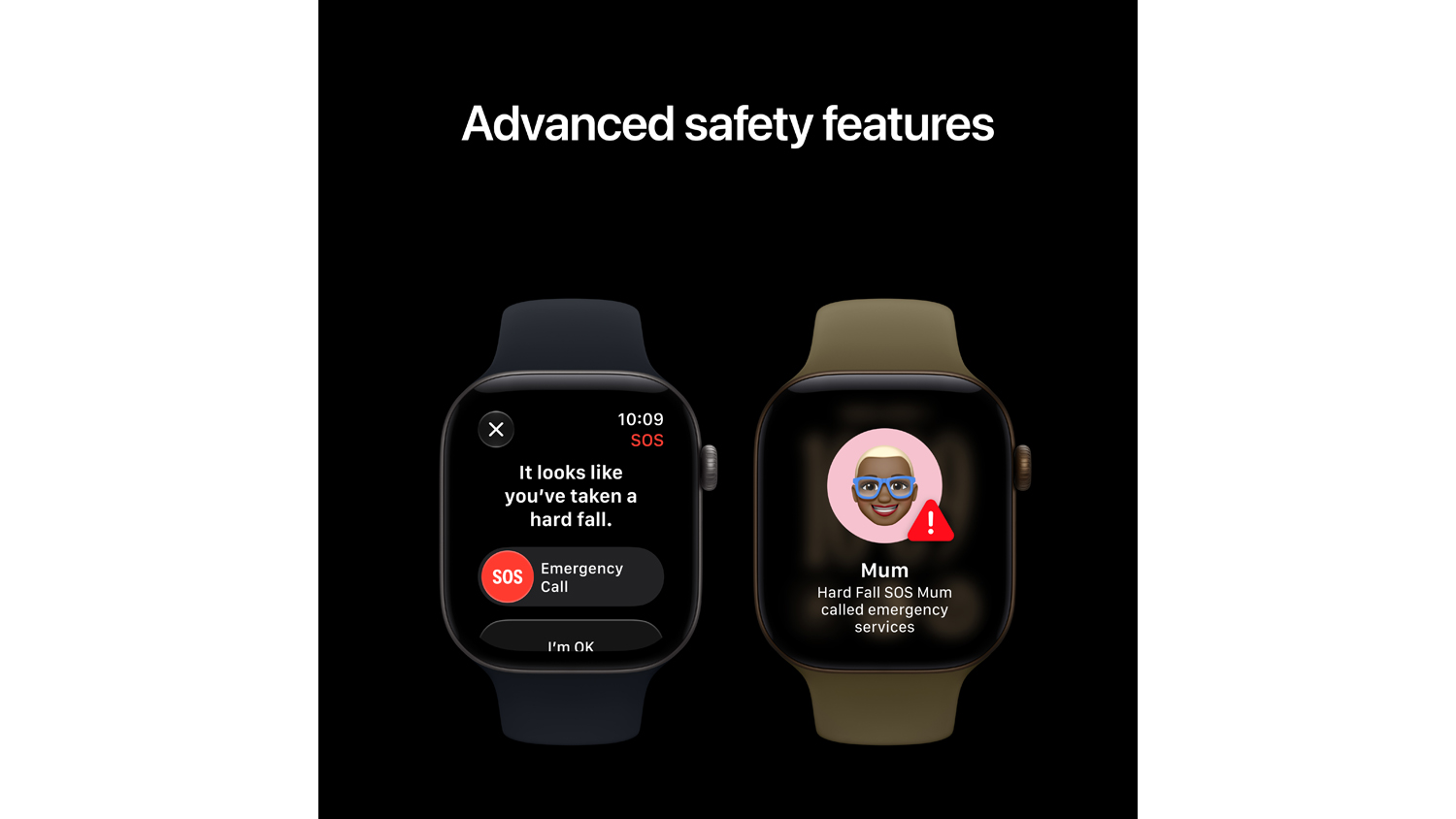Advanced safety features for Apple Watch Series 12 highlighting its emergency SOS and fall detection alerts
