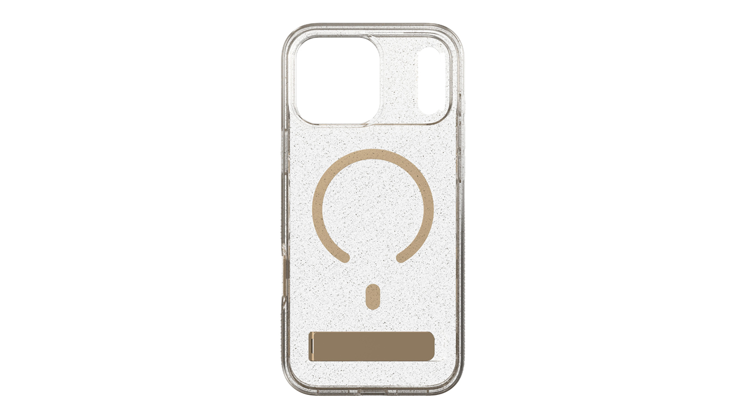 Zagg Milan Snap Kickstand Case for iPhone 18 Pro Max/17 Pro Max with clear glitter finish, MagSafe ring and kickstand