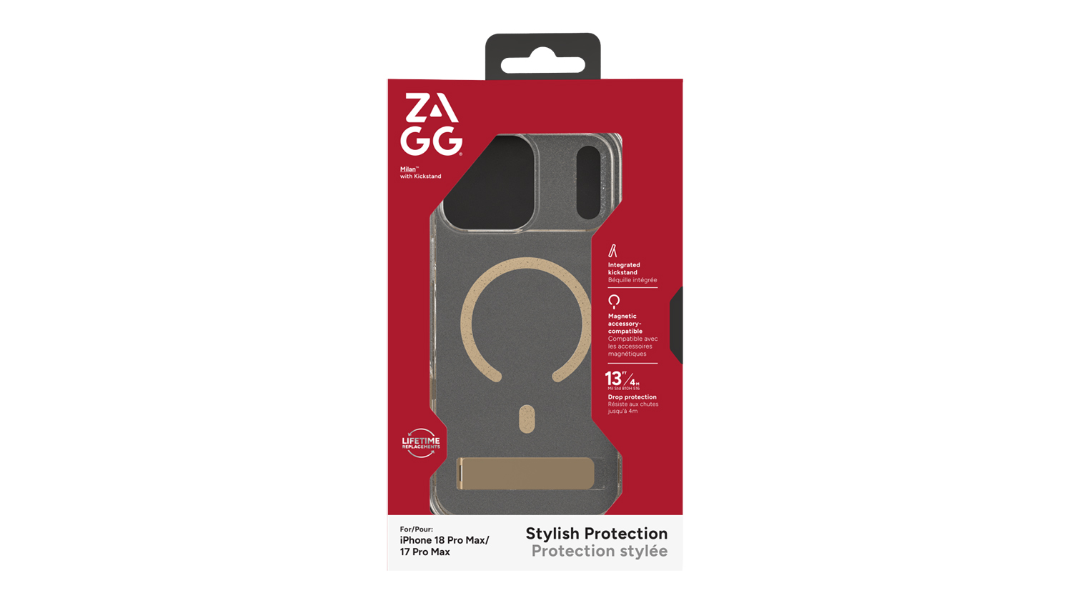 Zagg Milan Snap KickStand Case for iPhone 18 Pro Max/17 Pro Max - Glitter Gold