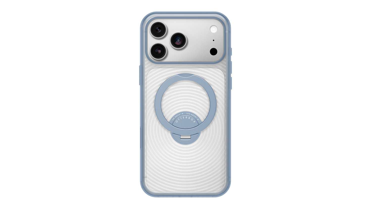 A back view of a MagSafe Case for iPhone 18 Pro Max with magnetic ring stand and drop protection in blue finish