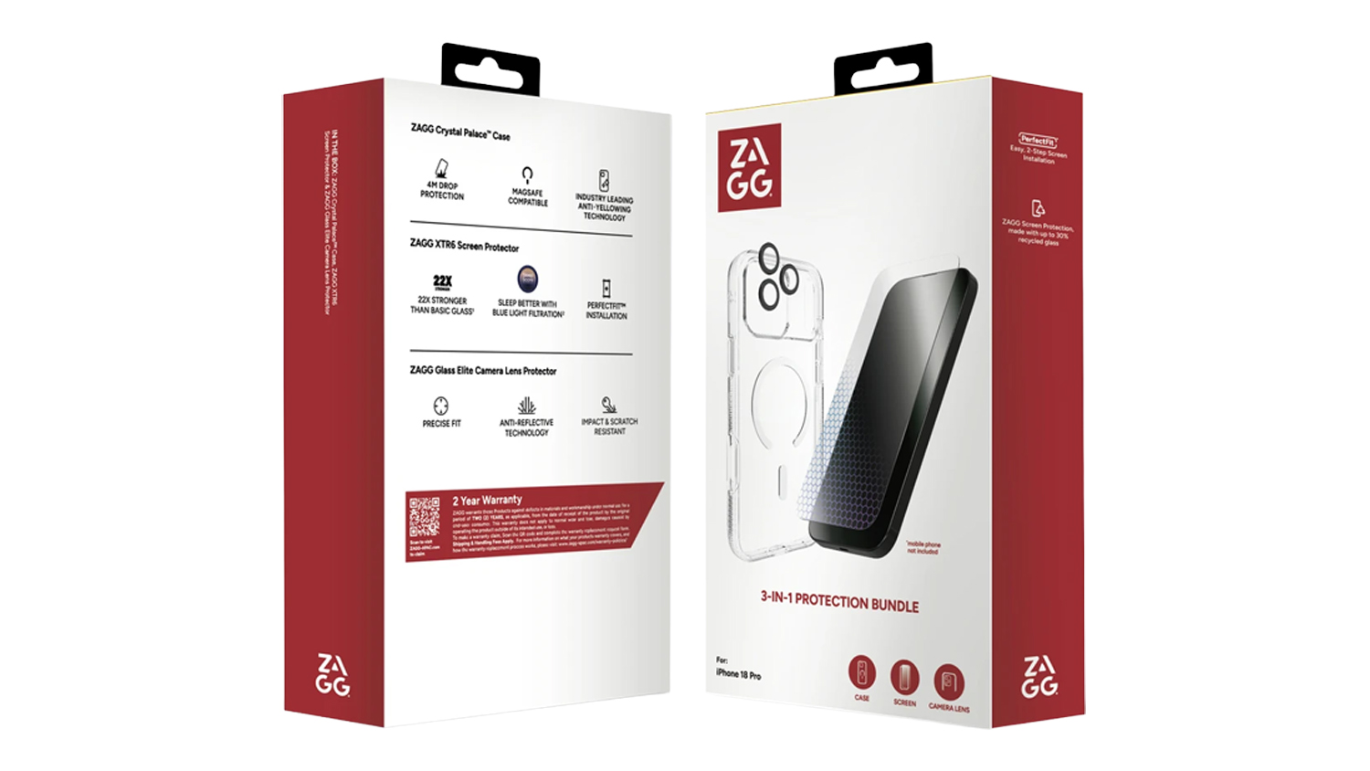 Zagg Premium 3-in-1 Protection Bundle (Case, Screen Protector, Lens Protector) for iPhone 18 Pro - Clear (700522741)