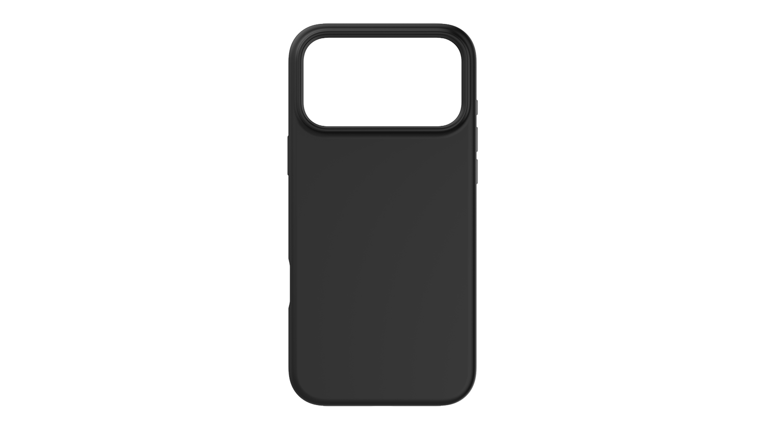 Front view of a black Mobling Military Grade Case for iPhone 18 Pro Max with an oversized camera cutout and a smooth matte finish