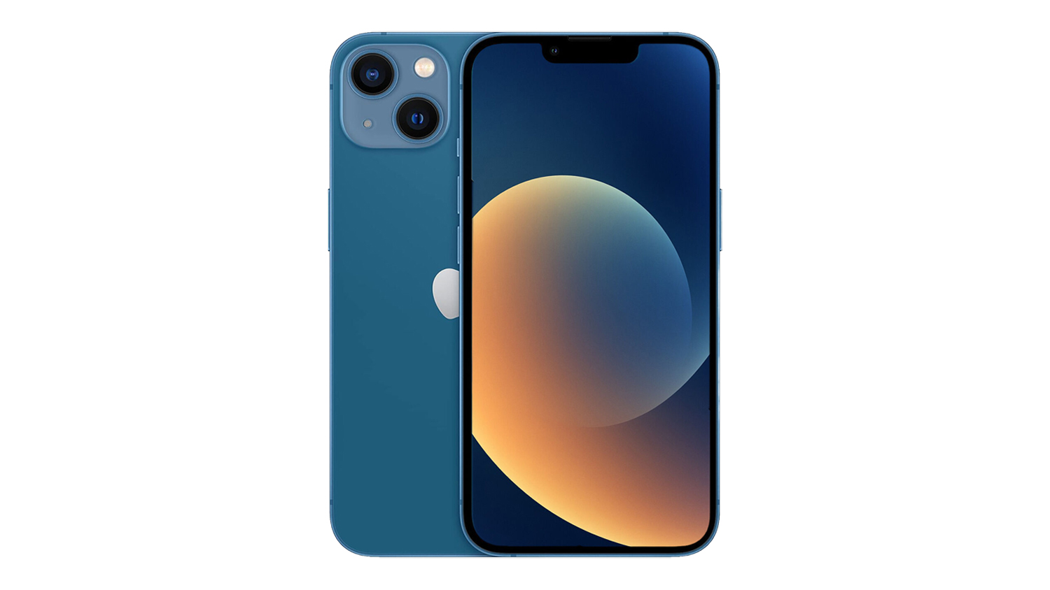 Apple iPhone 13 128GB in blue, shown from the front and rear