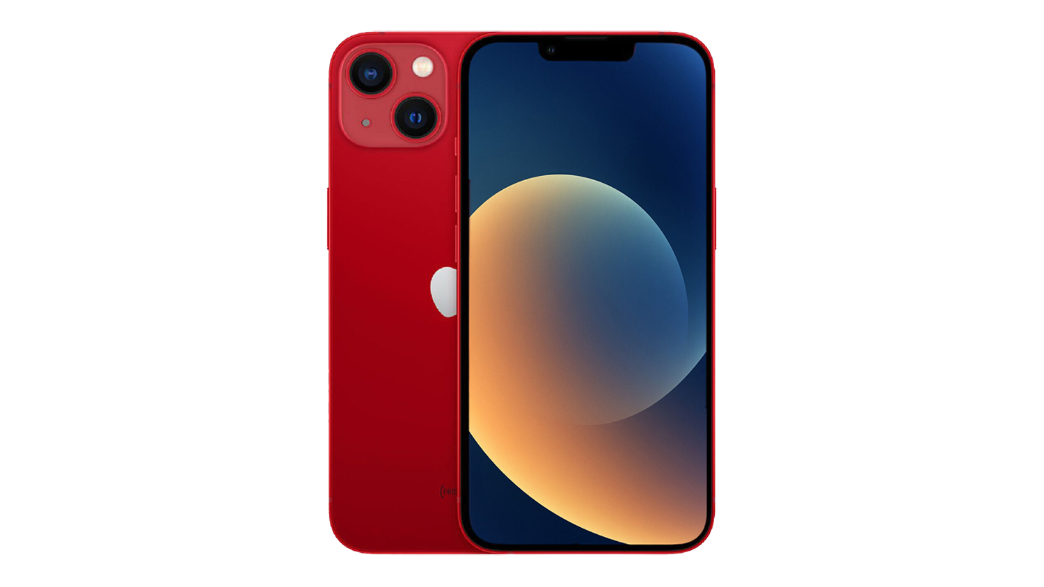 Apple iPhone 13 128GB in red, shown from the front and rear