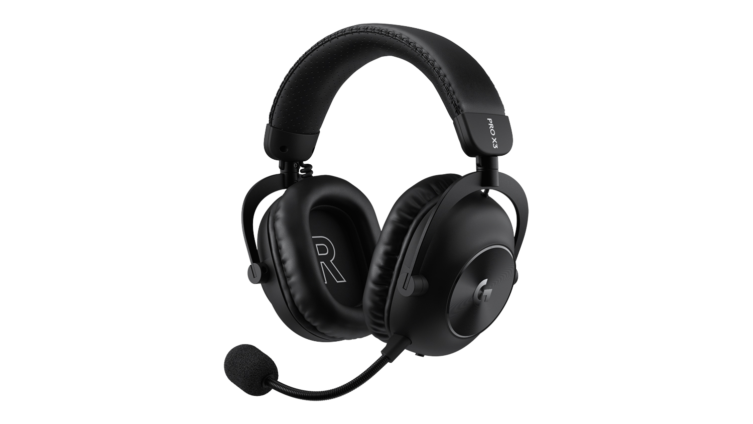 Black over-ear wireless gaming headset with detachable boom microphone