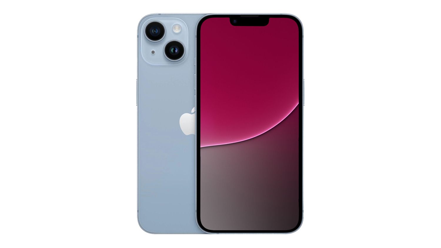 Apple iPhone 14 256GB in blue, shown from the front and rear