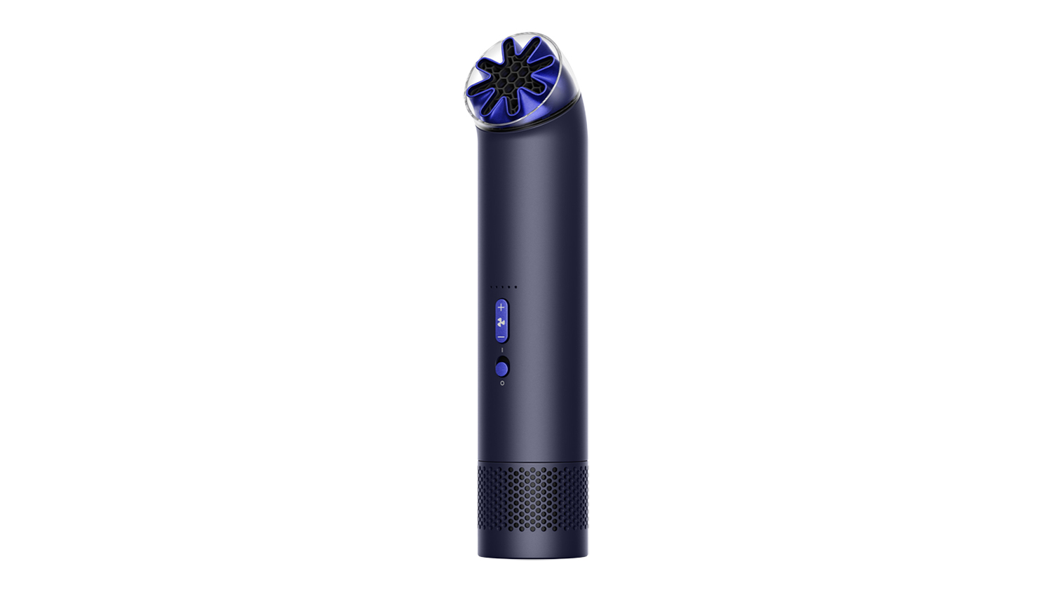 A compact Dyson HushJet Mini Cool personal fan with mesh grille and control buttons