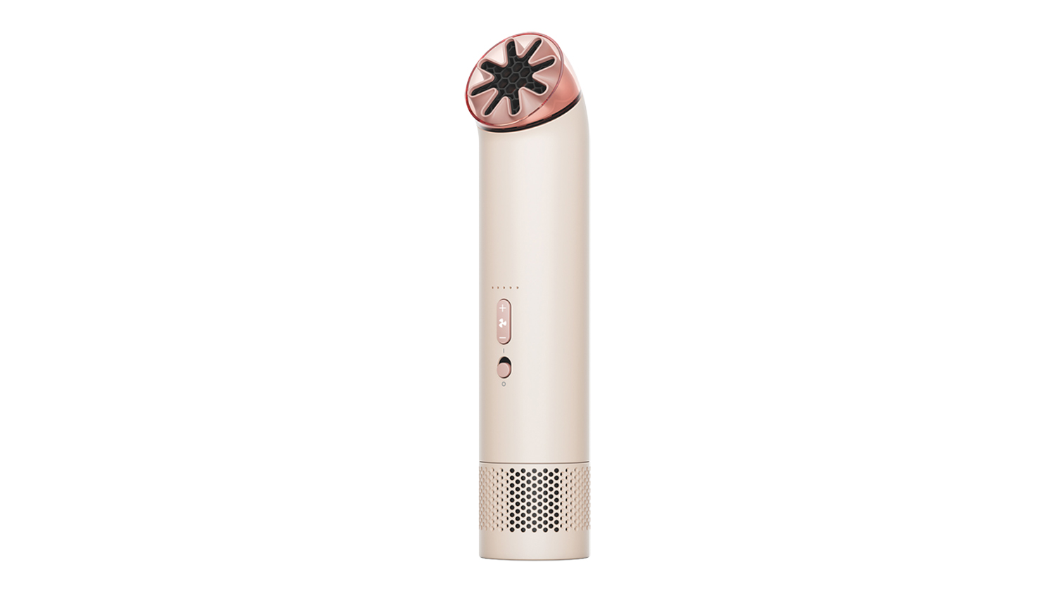 A compact Dyson HushJet Mini Cool personal fan with mesh grille and control buttons