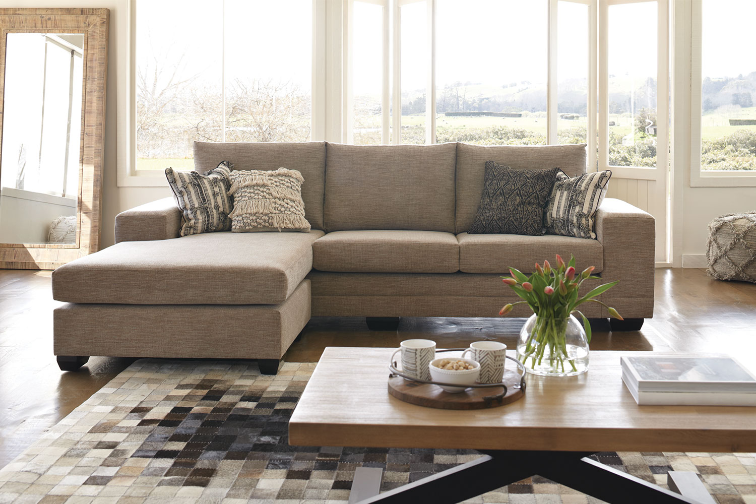 Martini 3 Seater Fabric Sofa with Chaise Harvey Norman New Zealand