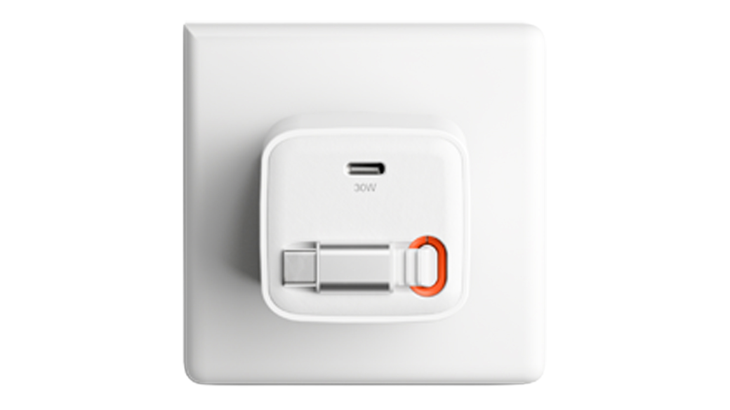 Cygnett 30W charger plugged into a white wall power socket