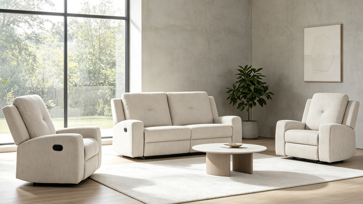 A view of the Prescott 3 Piece Fabric Recliner Lounge Suite