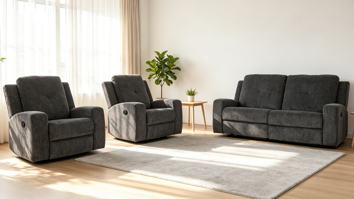 A view of the Prescott 3 Piece Fabric Recliner Lounge Suite