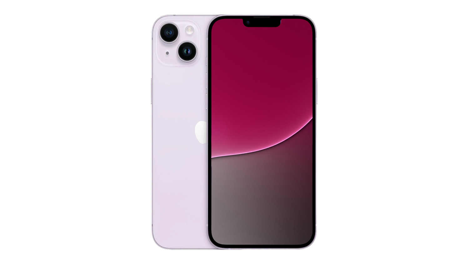 Apple iPhone 14 Plus 5G 128GB in purple, shown from the front and rear