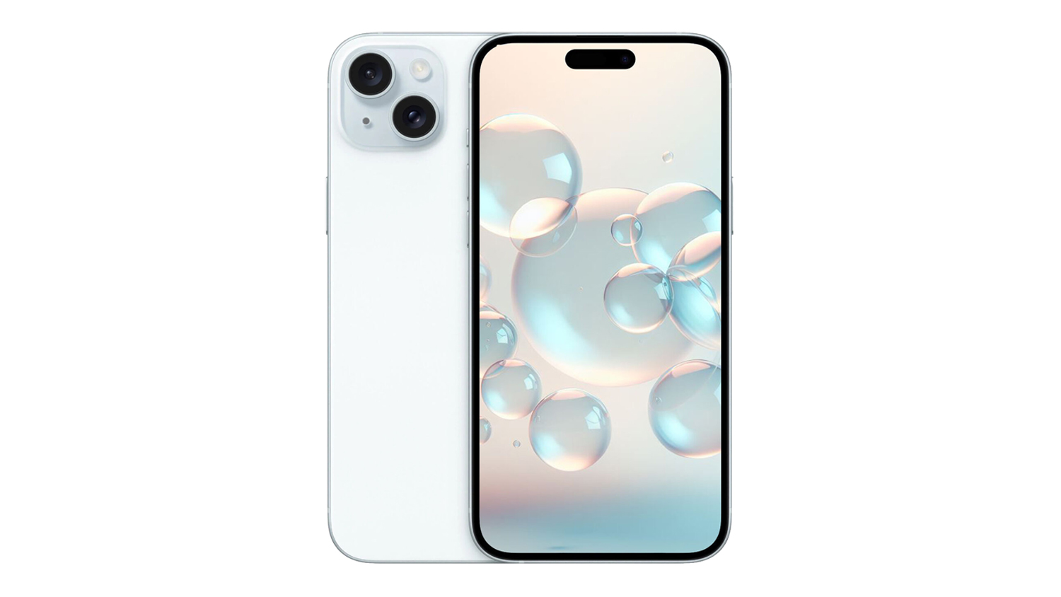 Apple iPhone 15 Plus 5G 128GB in blue, shown from the front and rear