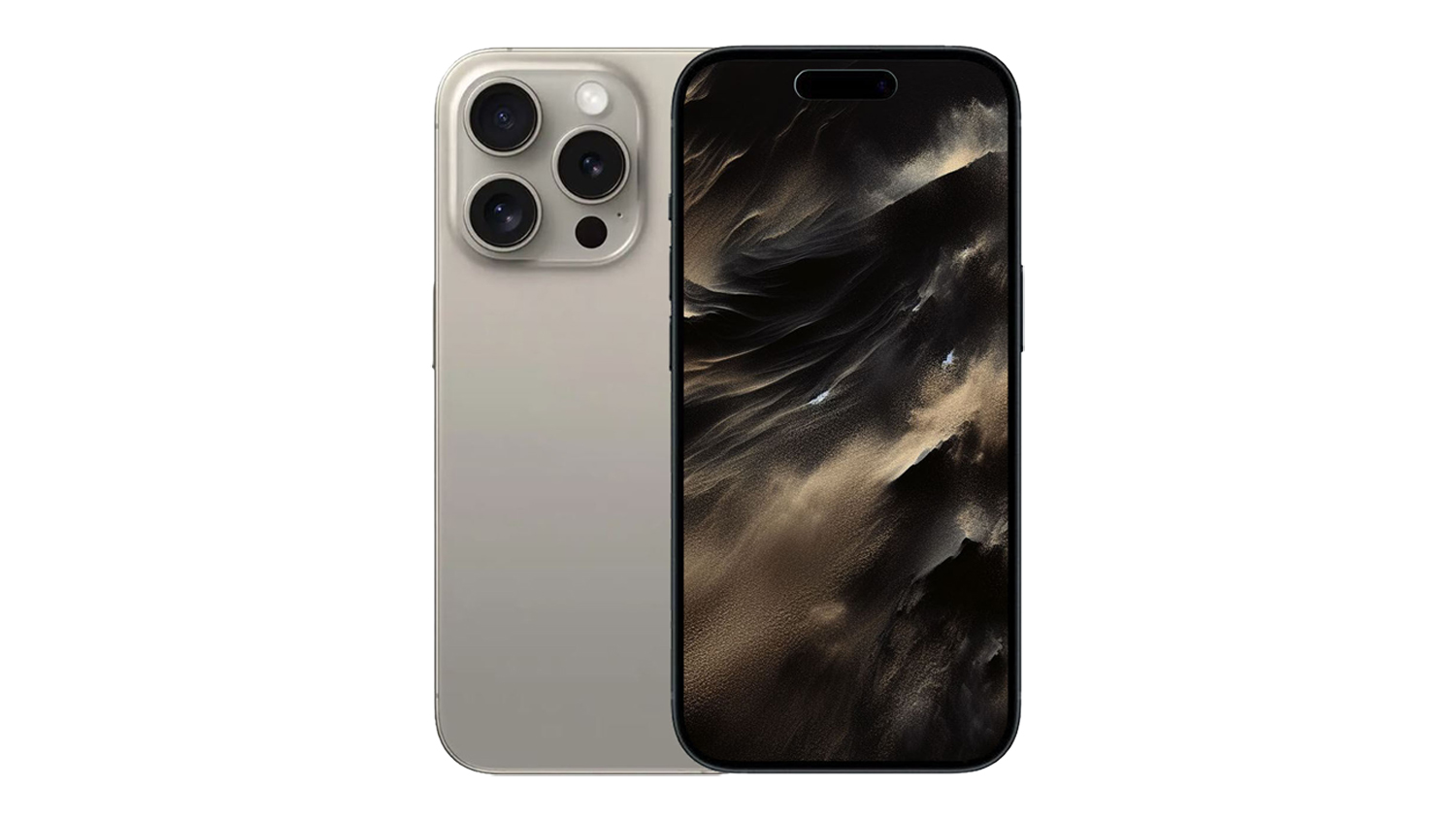 Apple iPhone 15 Pro 5G 128GB in natural titanium, shown from the front and rear