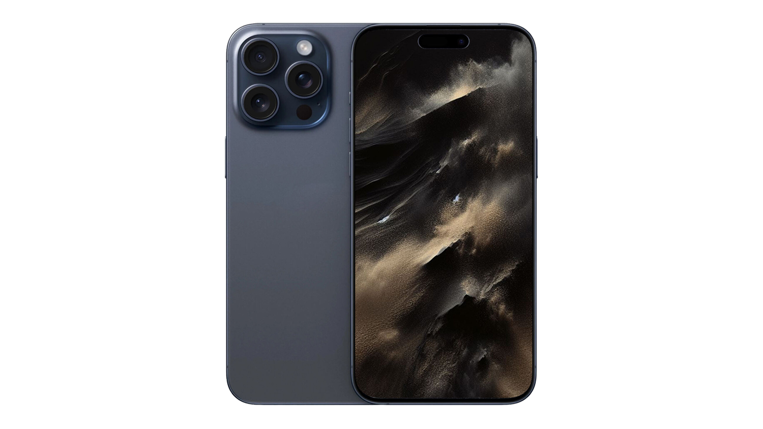 Apple iPhone 15 Pro Max 5G 256GB in blue titanium, shown from the front and rear