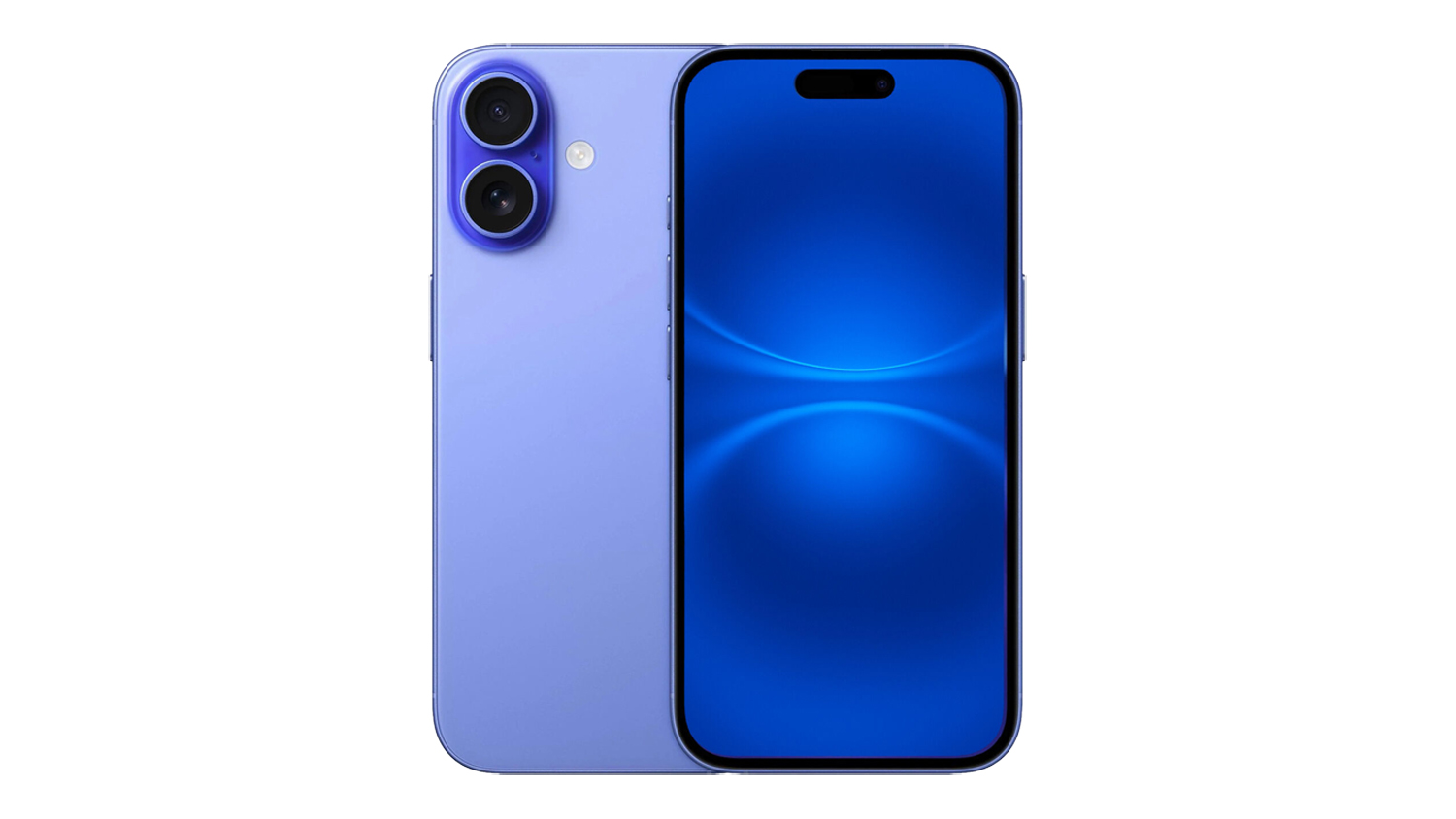 Apple iPhone 16 5G 128GB in ultramarine, shown from the front and rear