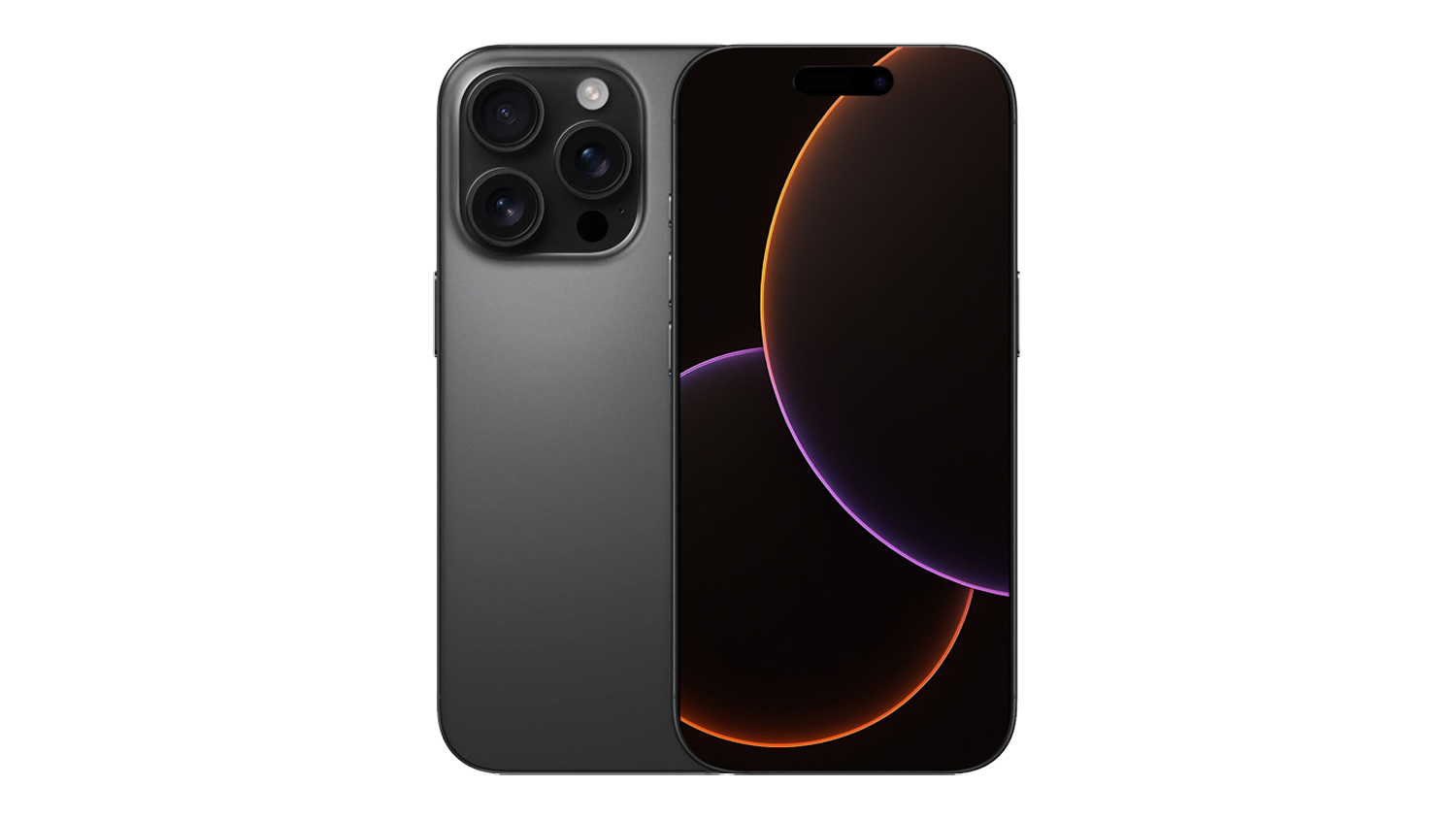 Apple iPhone 16 Pro 5G 128GB in black titanium, shown from the front and rear