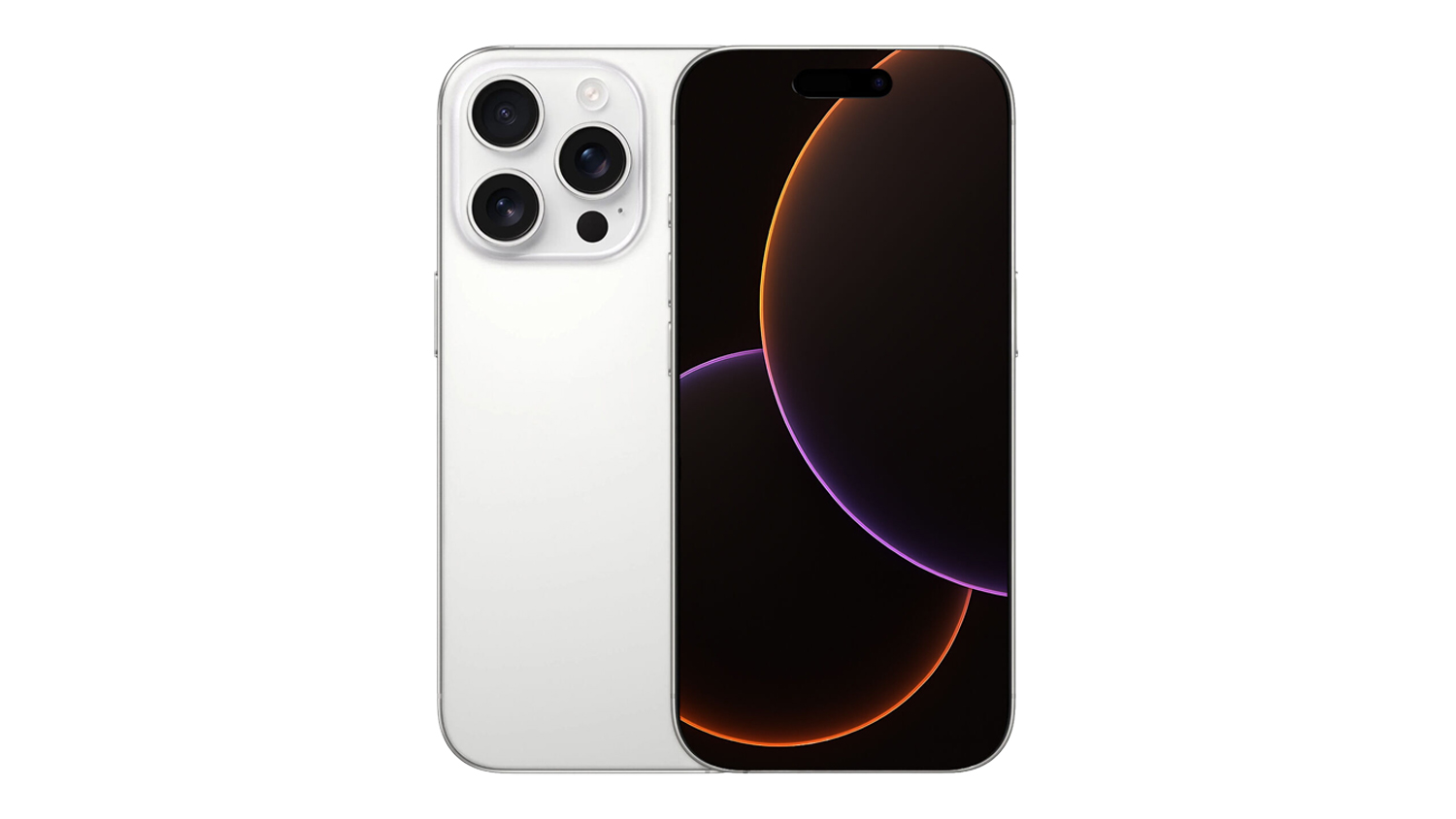 Apple iPhone 16 Pro 5G 128GB in white titanium, shown from the front and rear