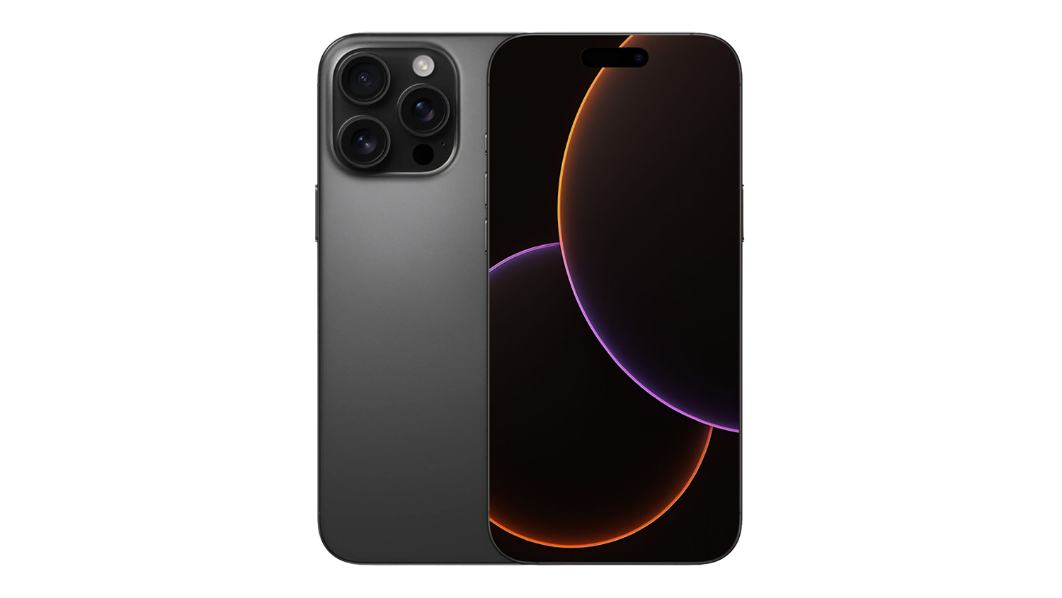 Apple iPhone 16 Pro Max 5G 256GB in black titanium, shown from the front and rear