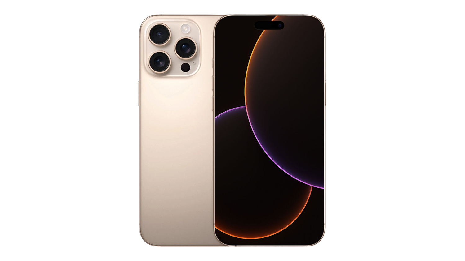 Apple iPhone 16 Pro Max 5G 256GB in desert titanium, shown from the front and rear