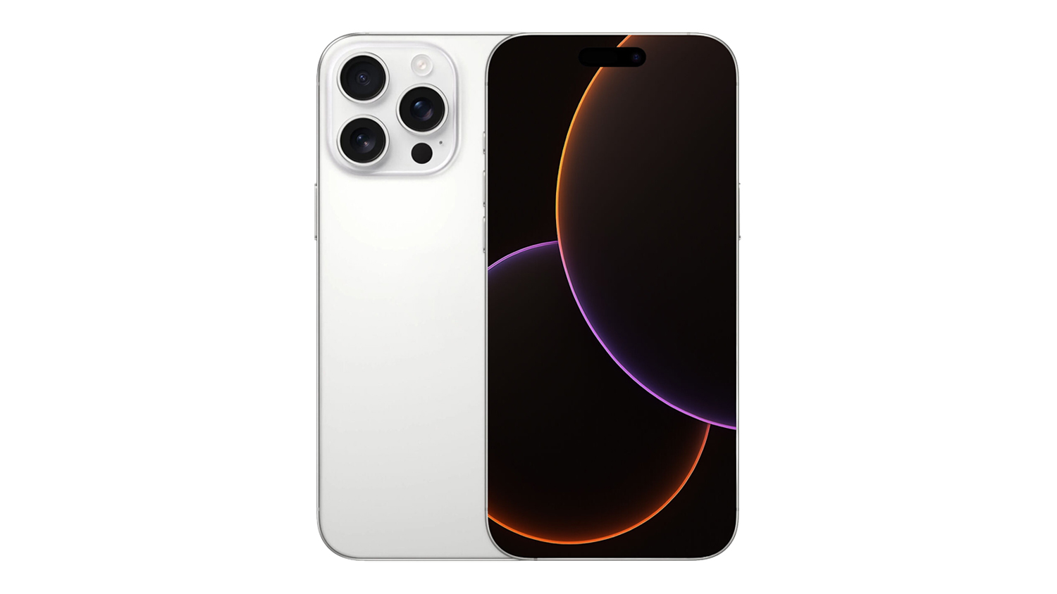 Apple iPhone 16 Pro Max 5G 256GB in white titanium, shown from the front and rear
