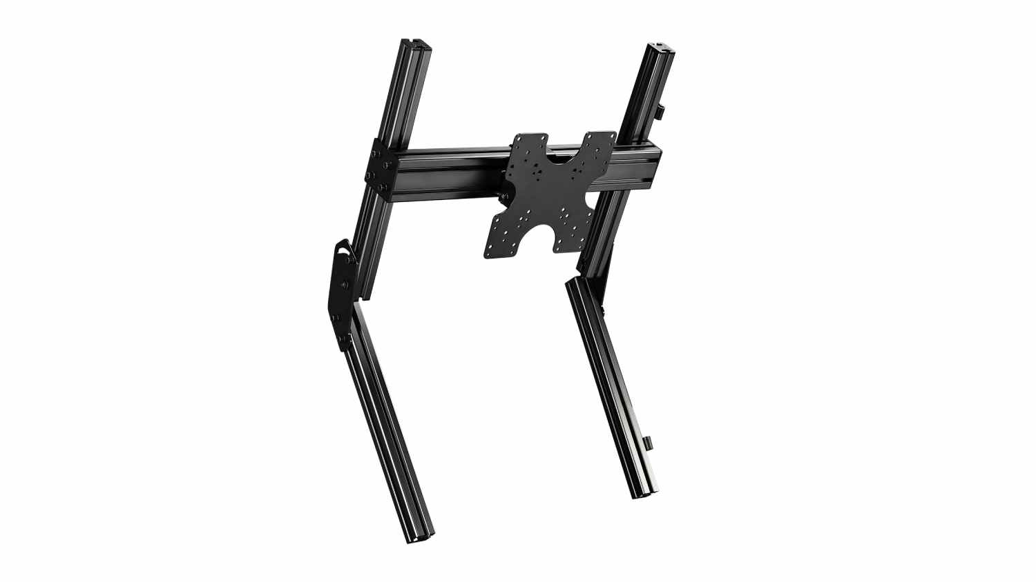 Black aluminium Next Level Racing Elite Monitor Stand featuring an overhead mounting plate and an angled frame structure