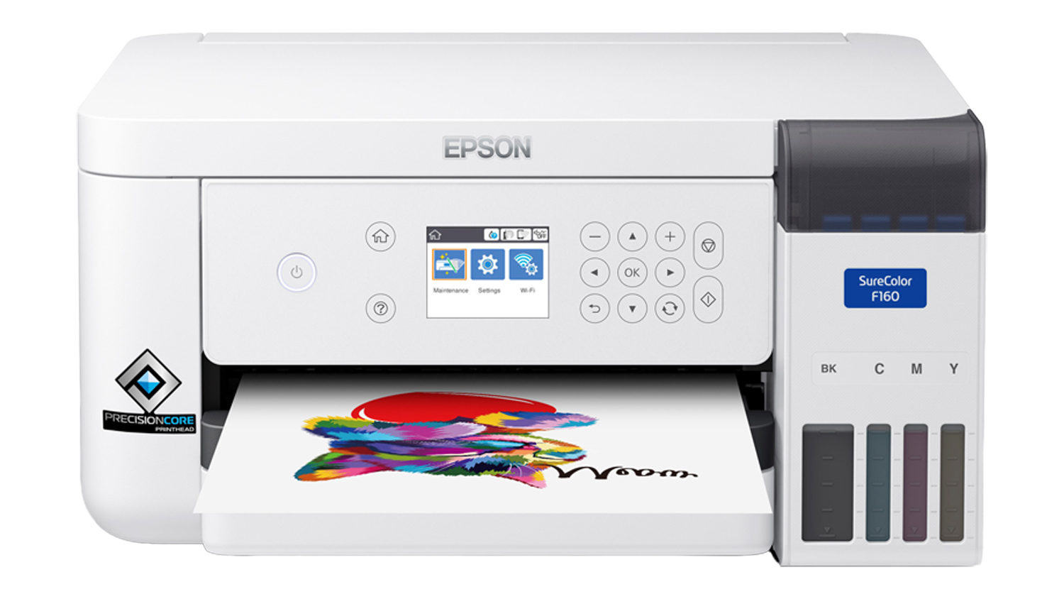 A front view of the Epson SureColor F160 A4 Dye Sublimation Printer
