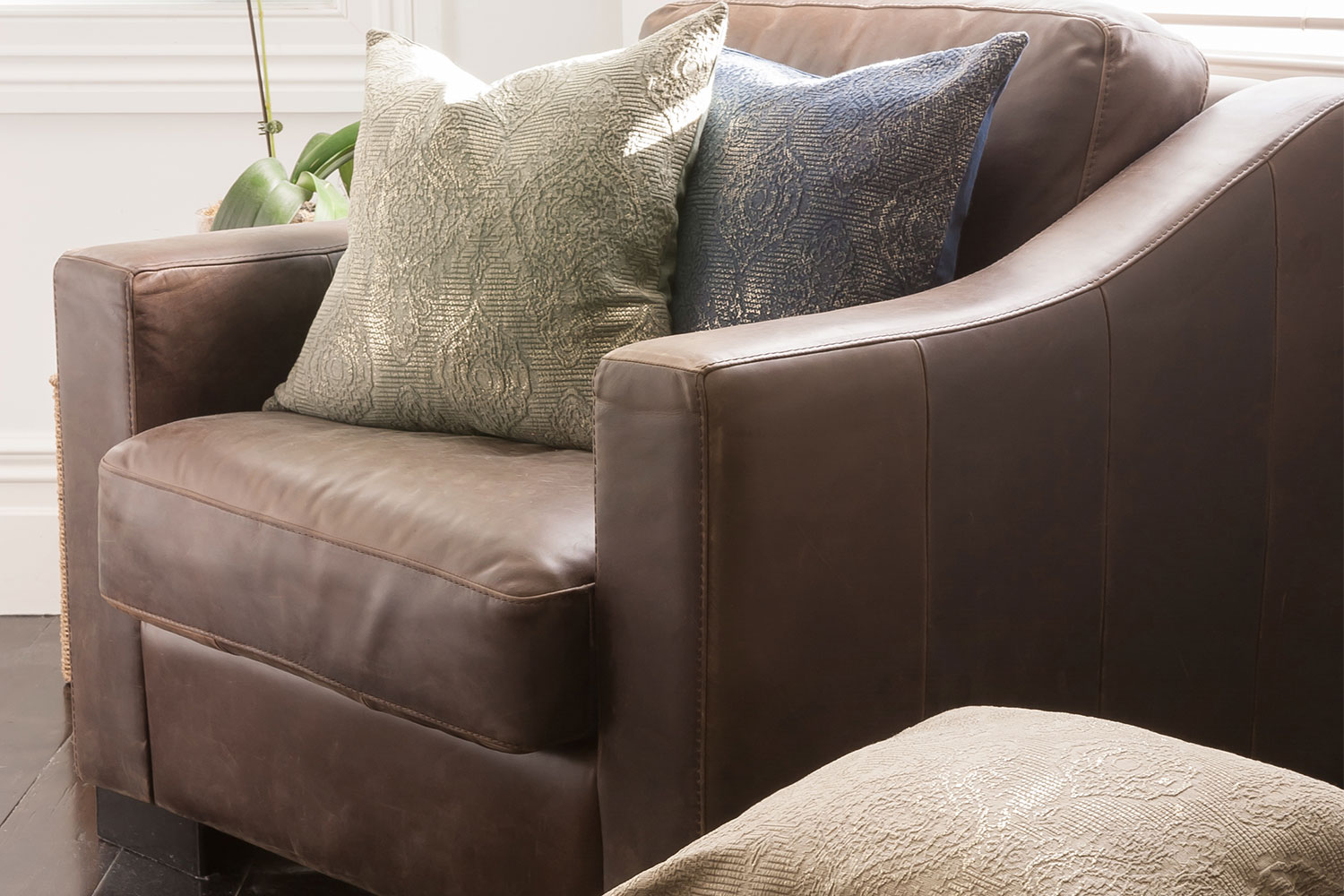 Alchemy Sage and Gold Foil Square Cushion