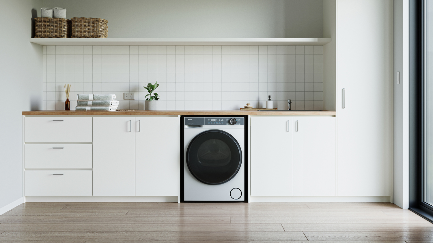 Haier 7kg Heat Pump Condenser Dryer - White (300 Series/ HDHP70LCW2)