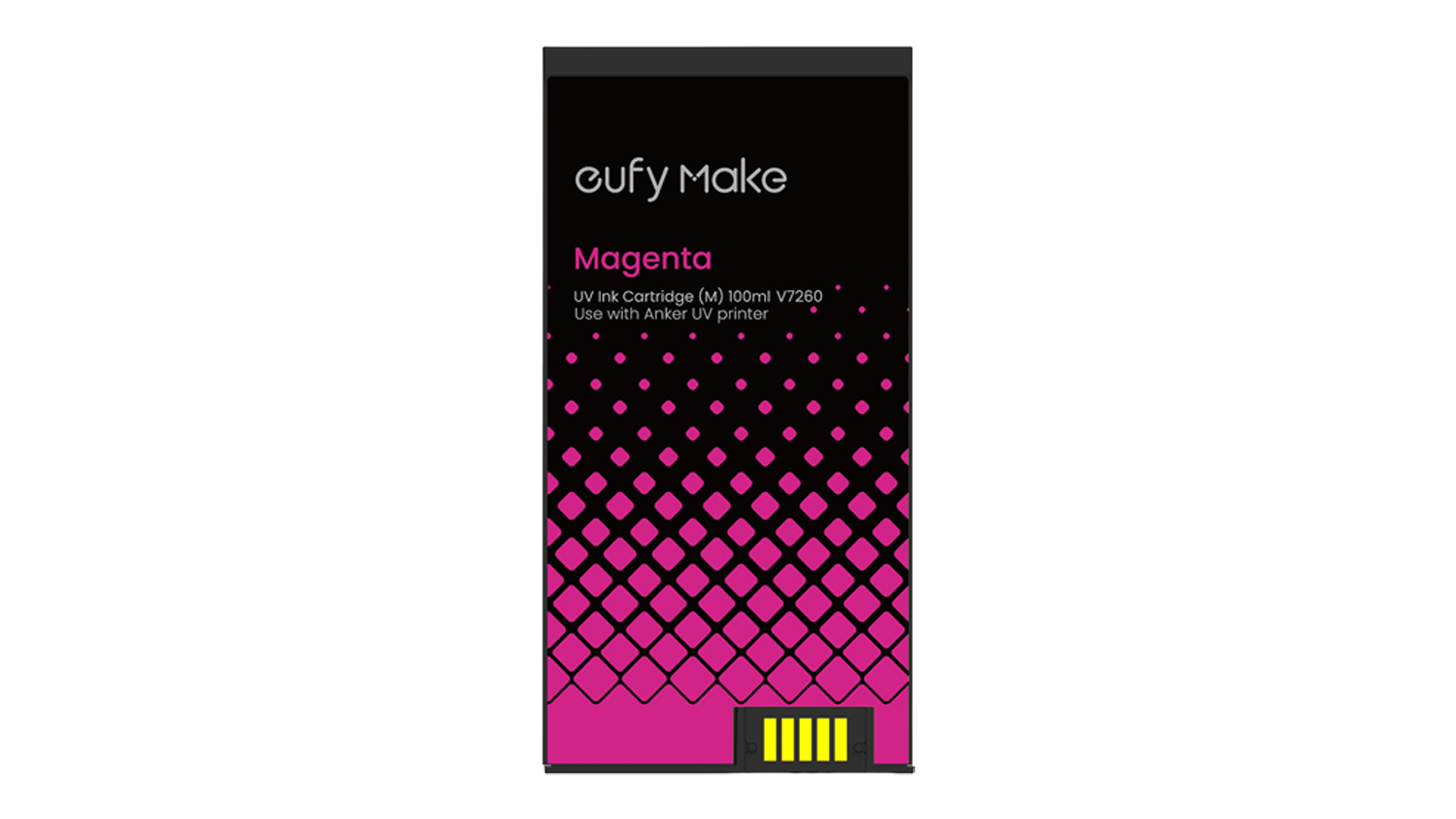 EufyMake magenta UV ink cartridge packaging with a gradient dot pattern, shown upright