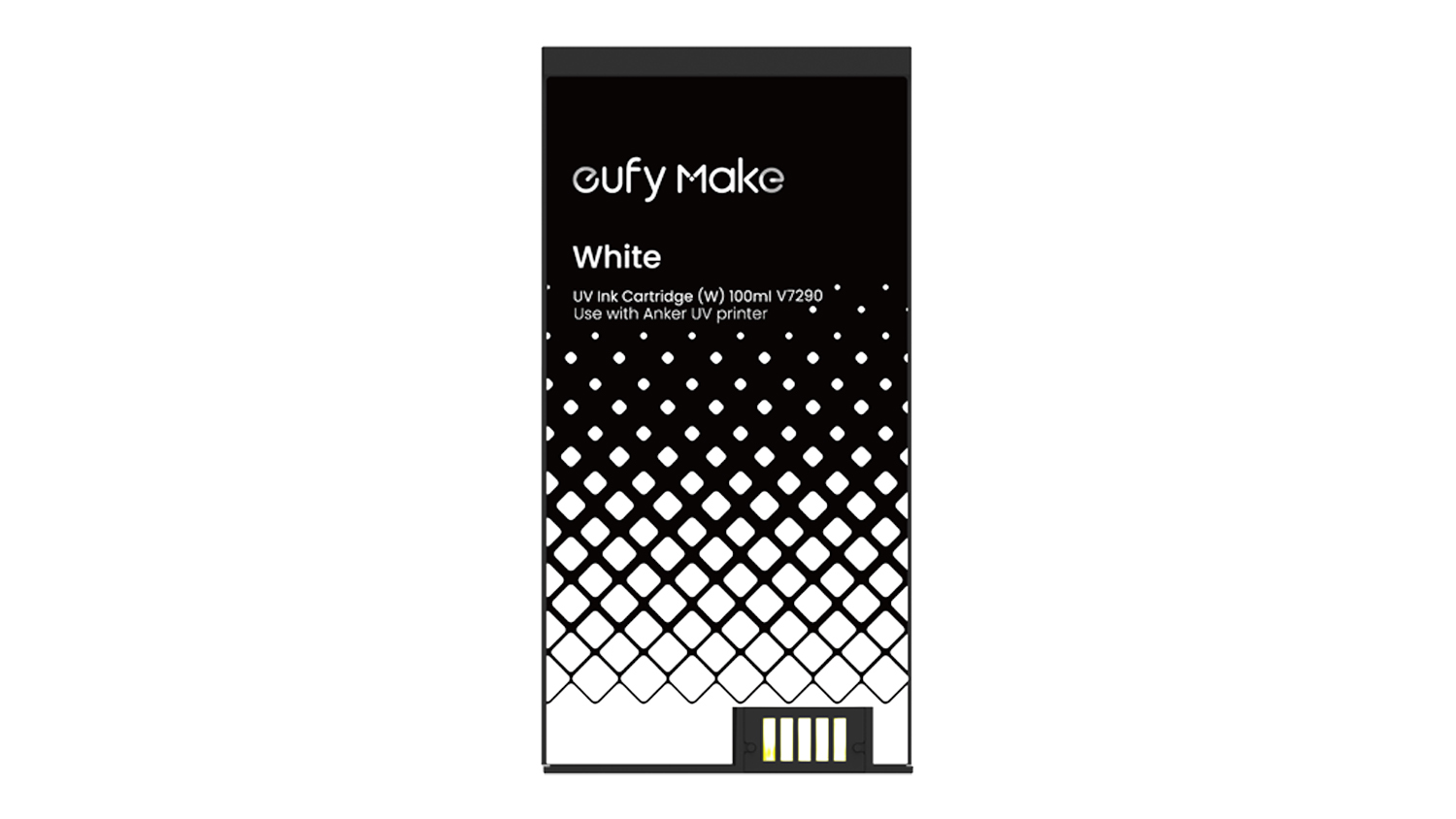 EufyMake white UV ink cartridge packaging with a gradient dot pattern, shown upright