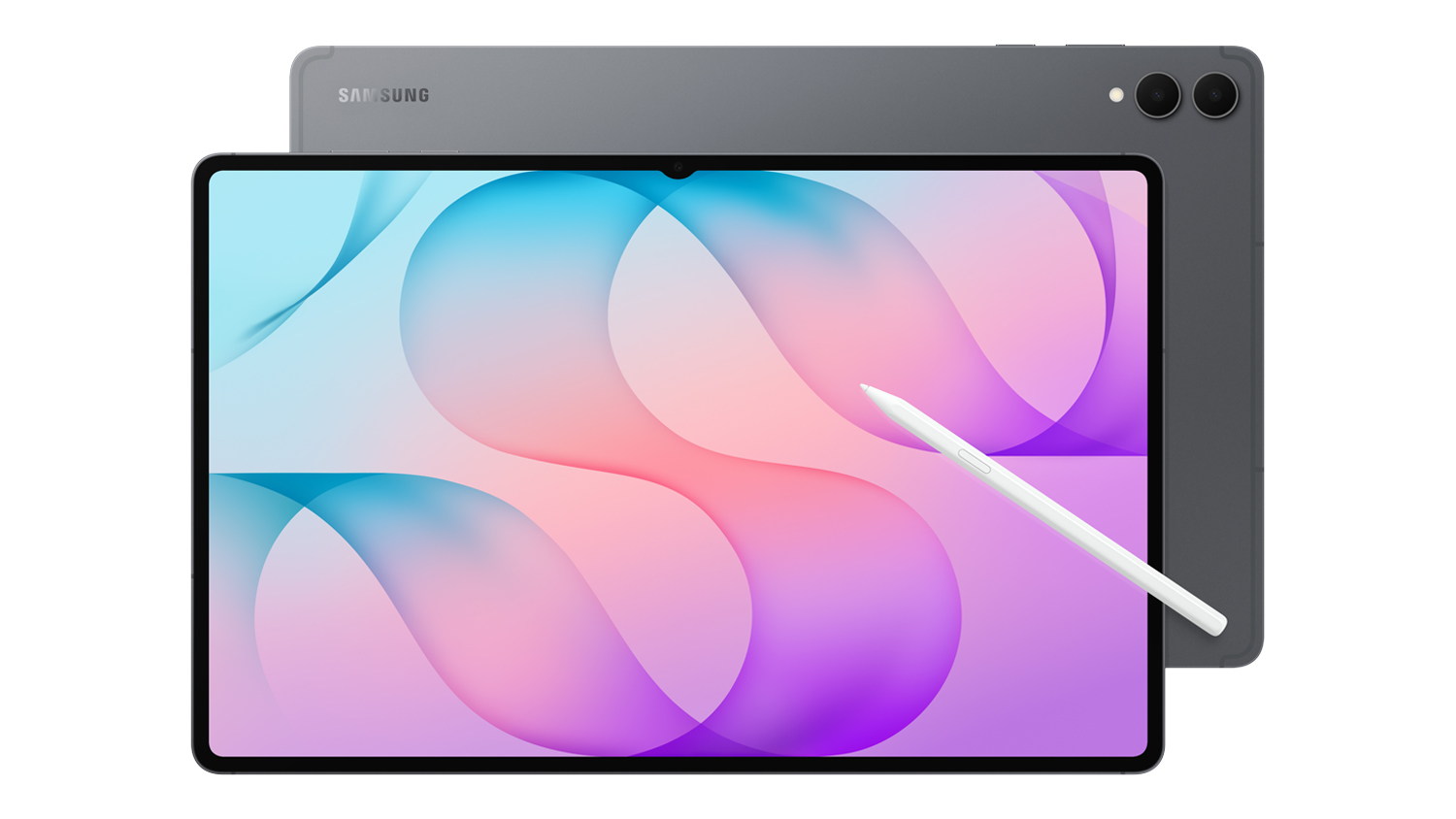 A side-by-side view of Samsung Galaxy Tab S12 Ultra 14.6" 256GB Wi-Fi Android Tablet and white stylus across the screen