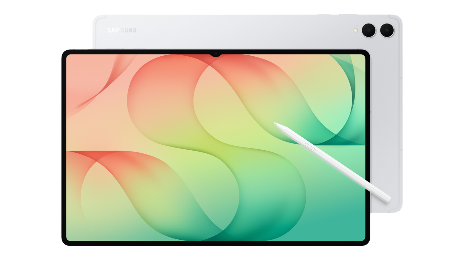 A side-by-side view of Samsung Galaxy Tab S12 Ultra 14.6" 256GB Wi-Fi Android Tablet and white stylus across the screen 