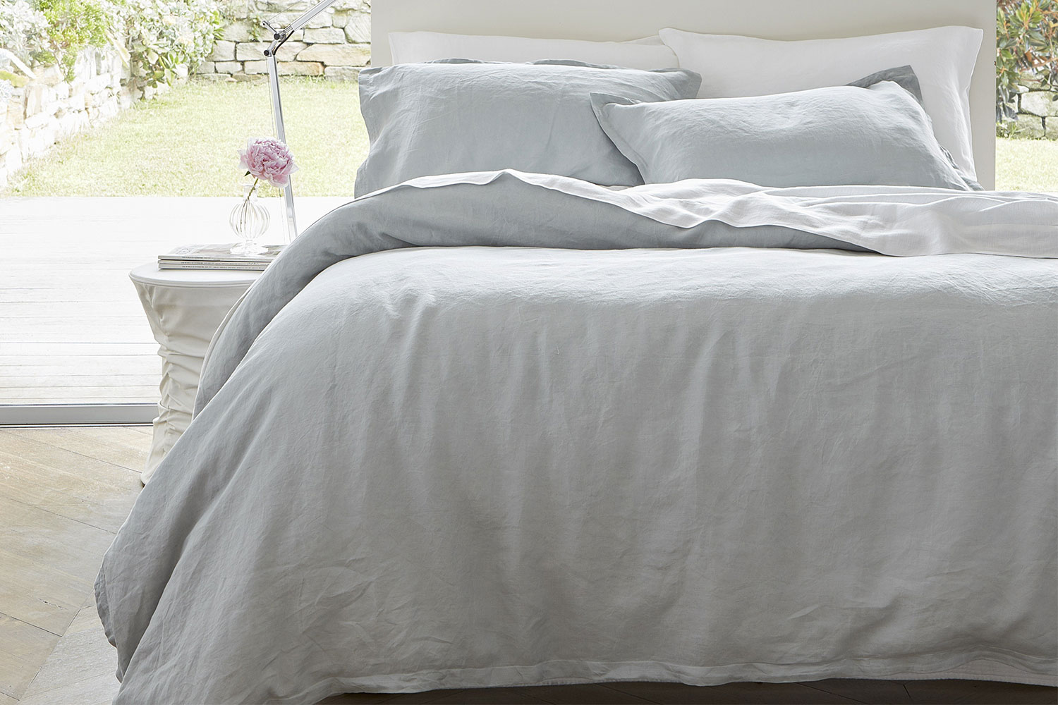 Linen Aqua Duvet Cover Set by Baksana