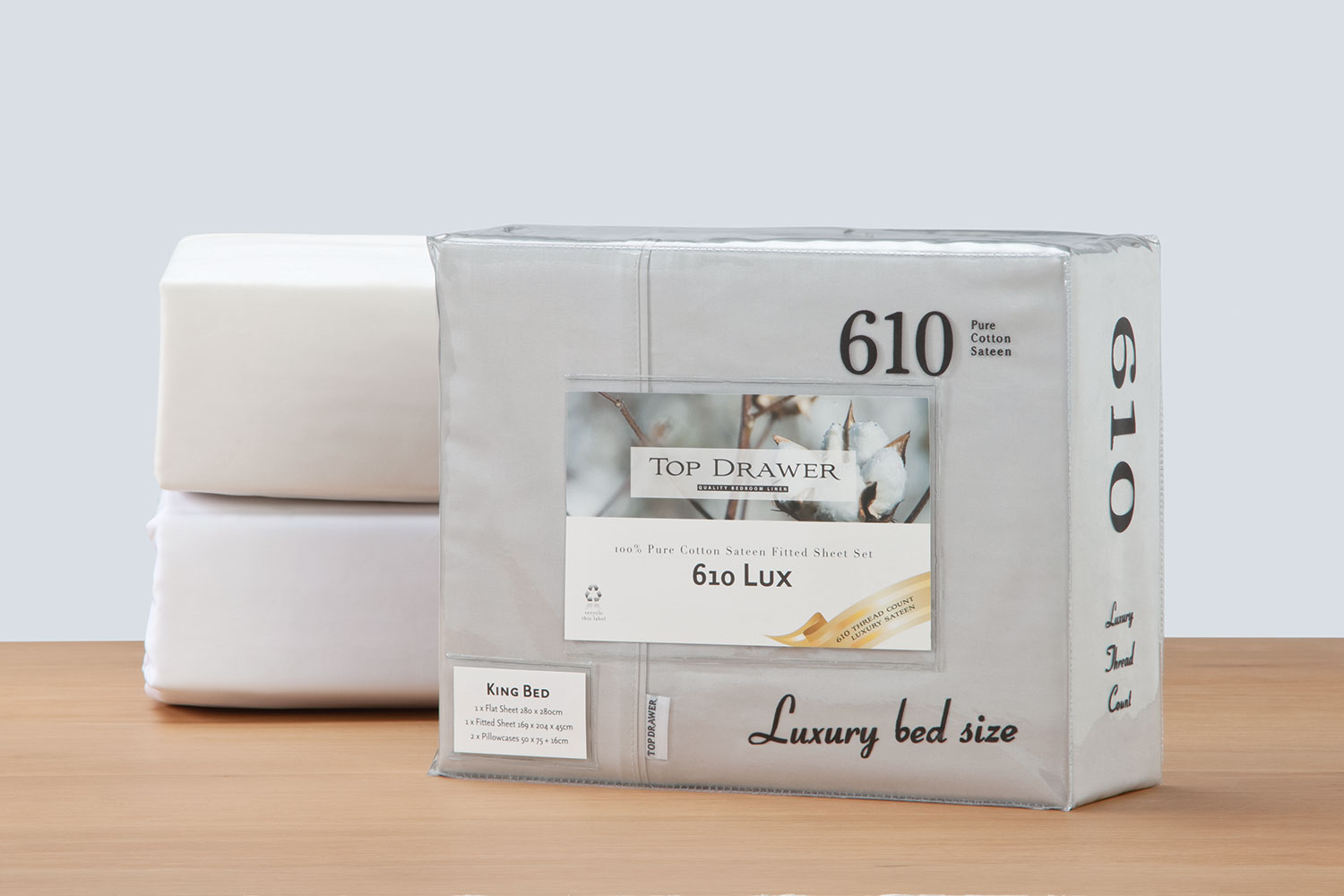 610TC Lux 100% Cotton Sheet Set by Top Drawer - 50cm drop